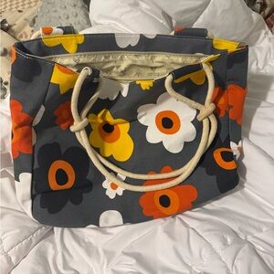 Floral Canvas Tote Bag - Multicolor